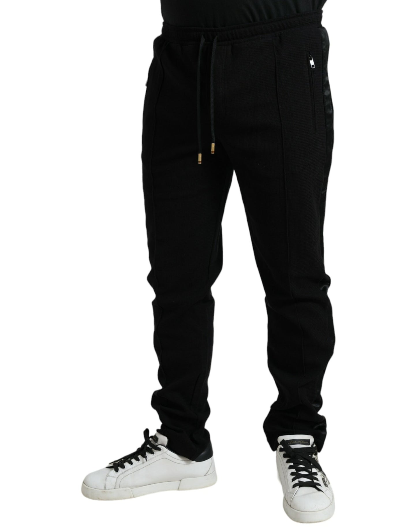 - Elegant Black Cotton Blend Jogger Pants