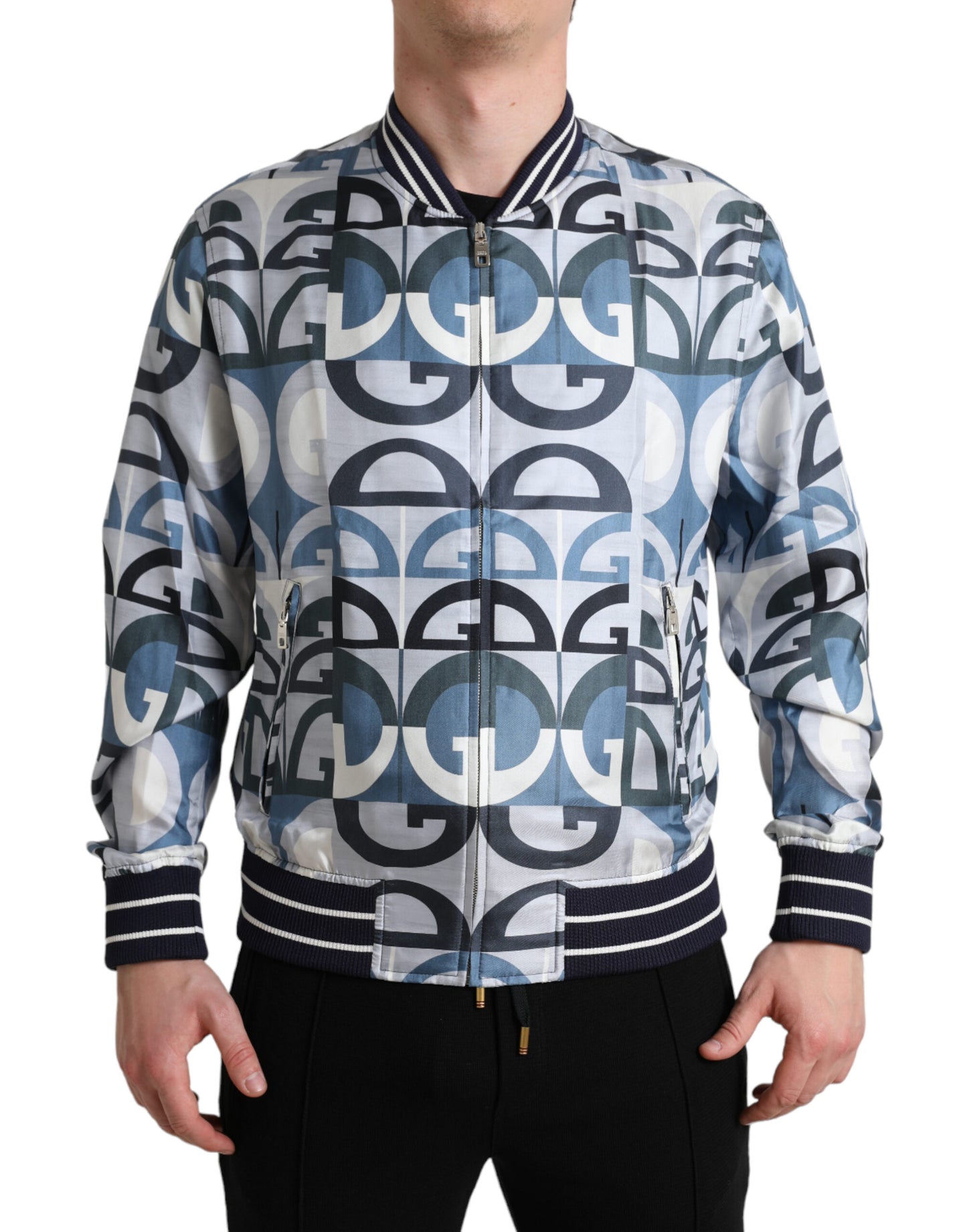 - Multicolor Silk Bomber Jacket - Classic Elegance
