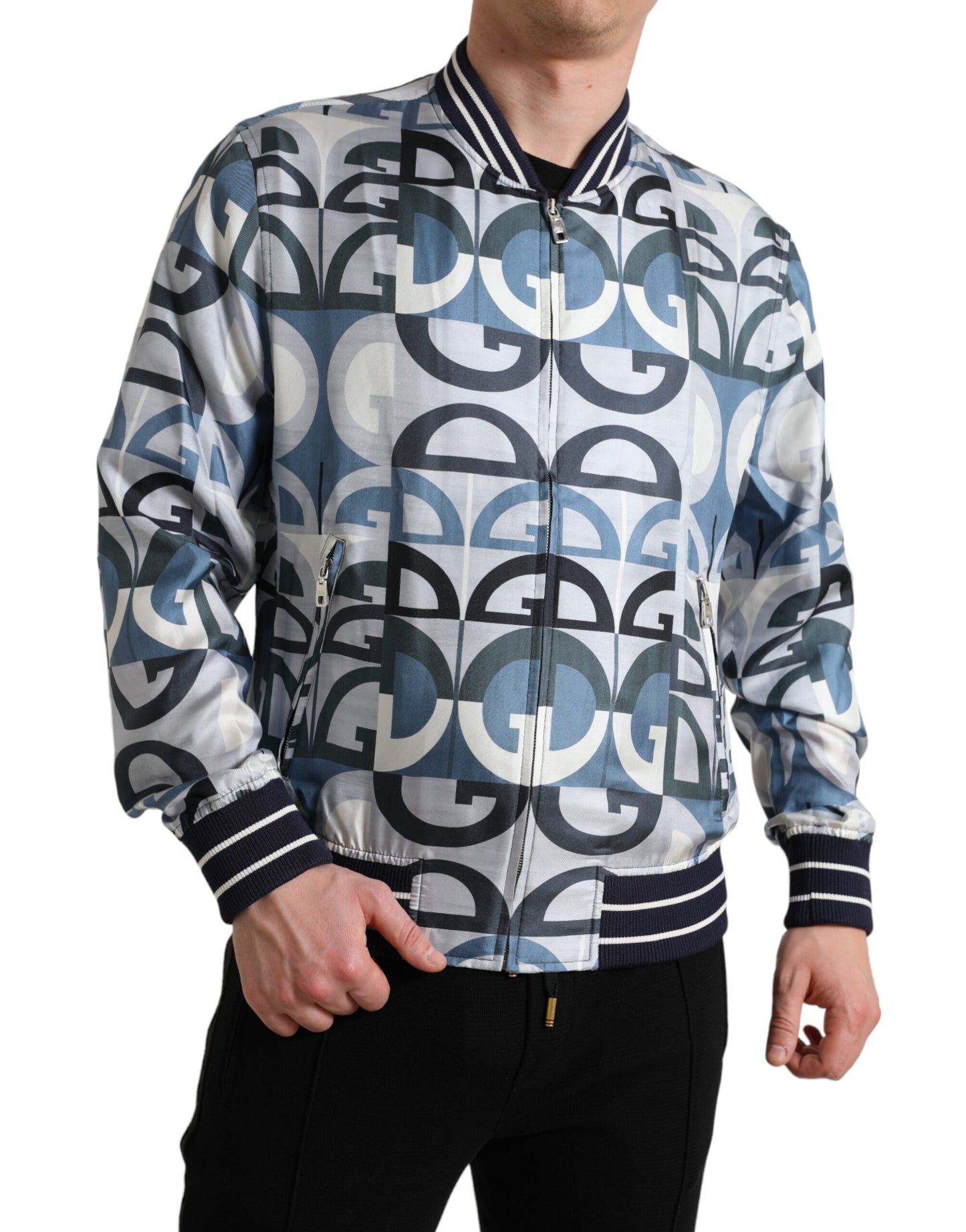 - Multicolor Silk Bomber Jacket - Classic Elegance
