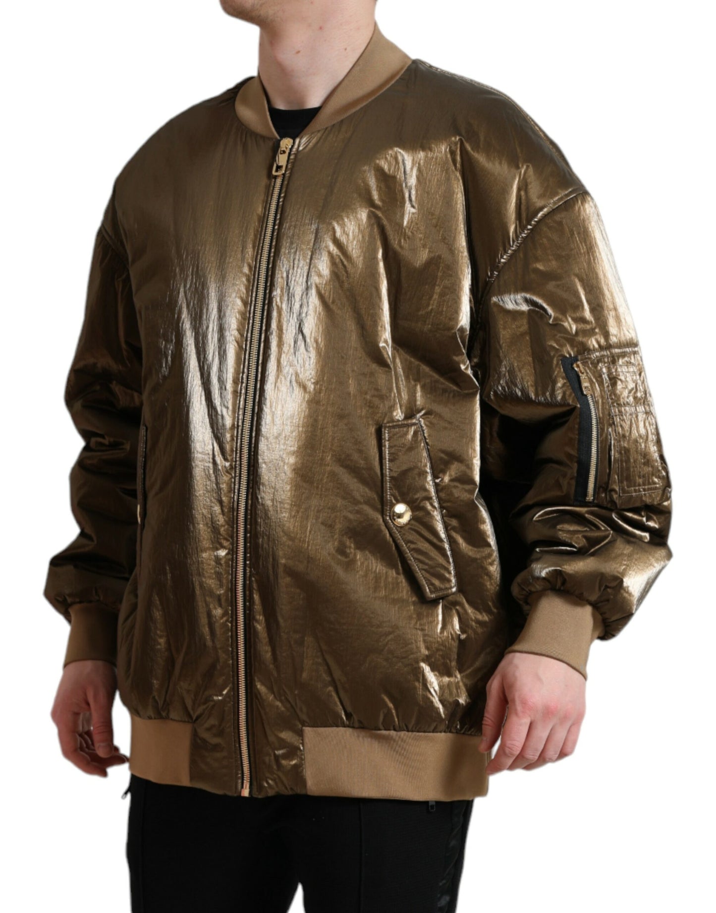 - Elegant Bronze Bomber Jacket