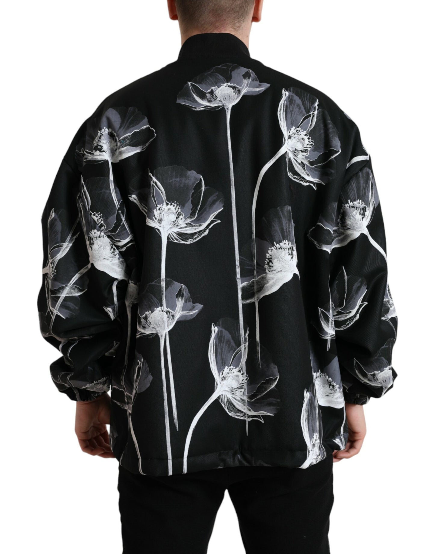 - Elegant Floral-Print Bomber Jacket