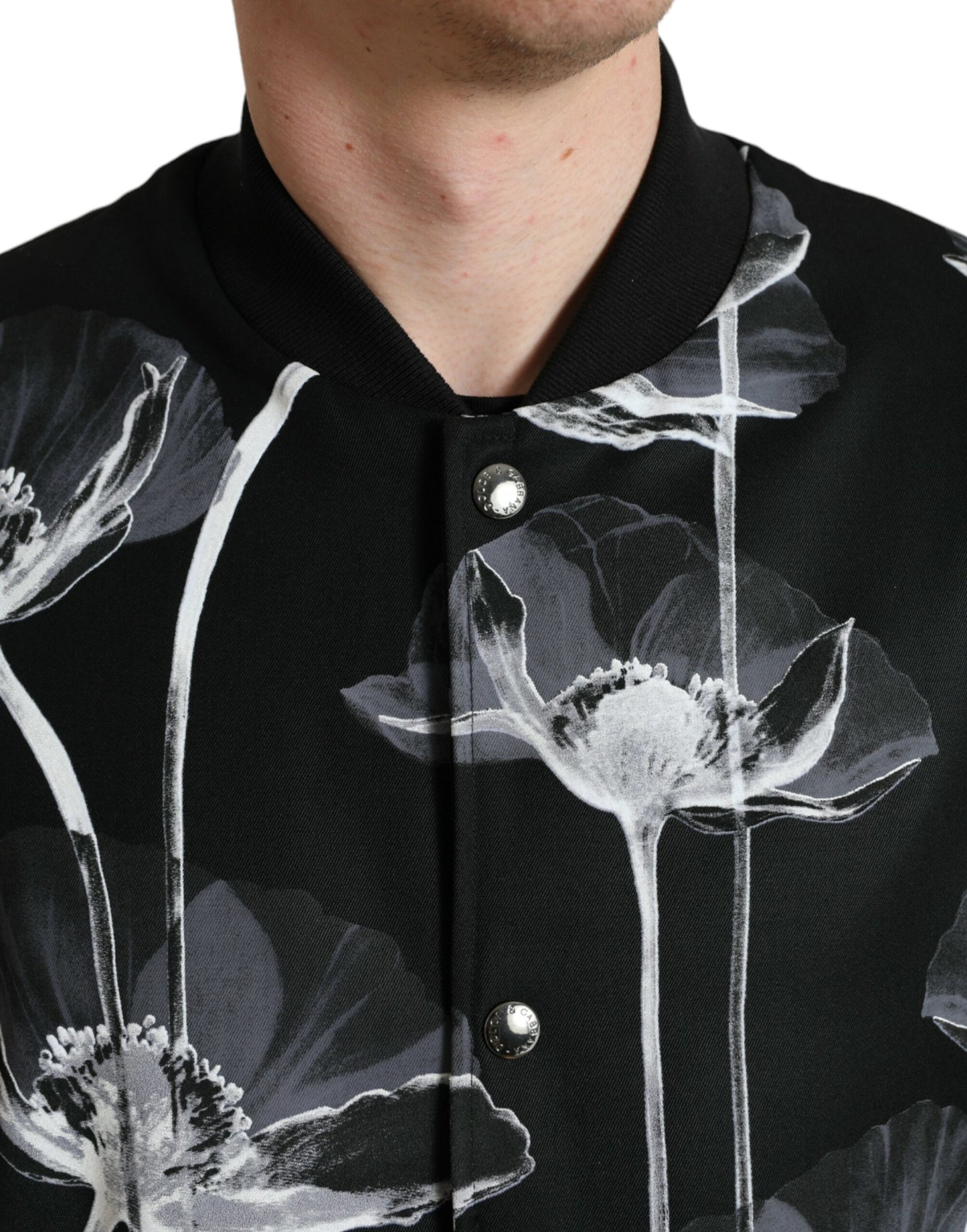 - Elegant Floral-Print Bomber Jacket