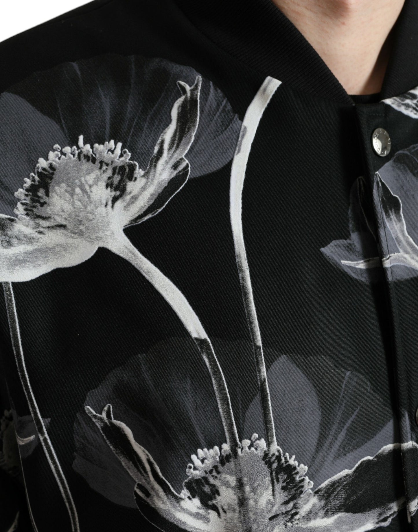 - Elegant Floral-Print Bomber Jacket