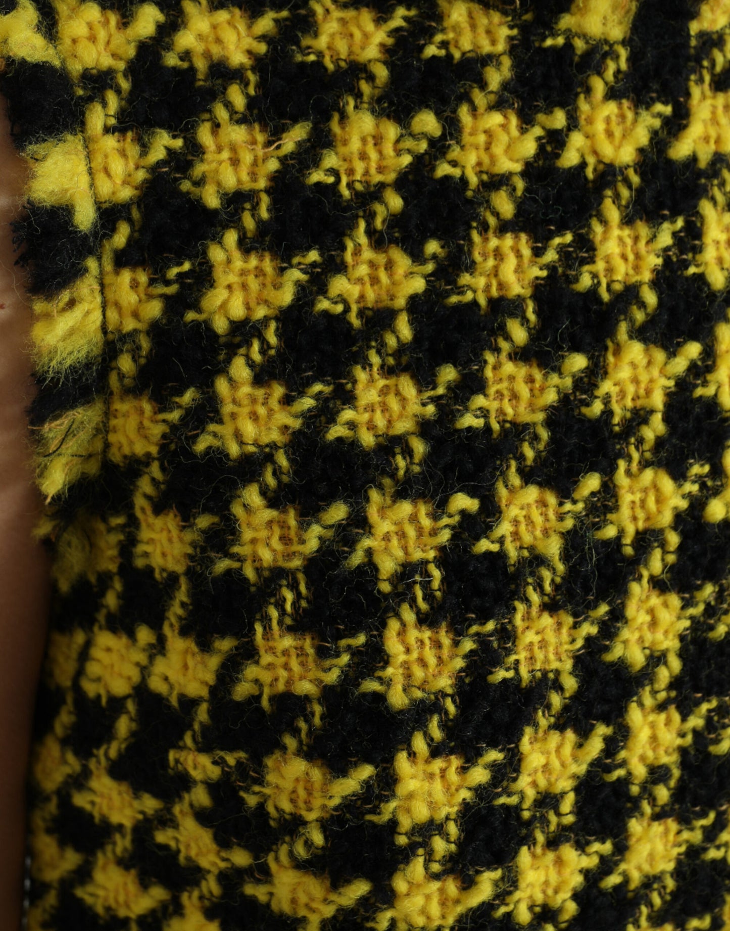- Houndstooth Knitted Chic Yellow Mini Skirt