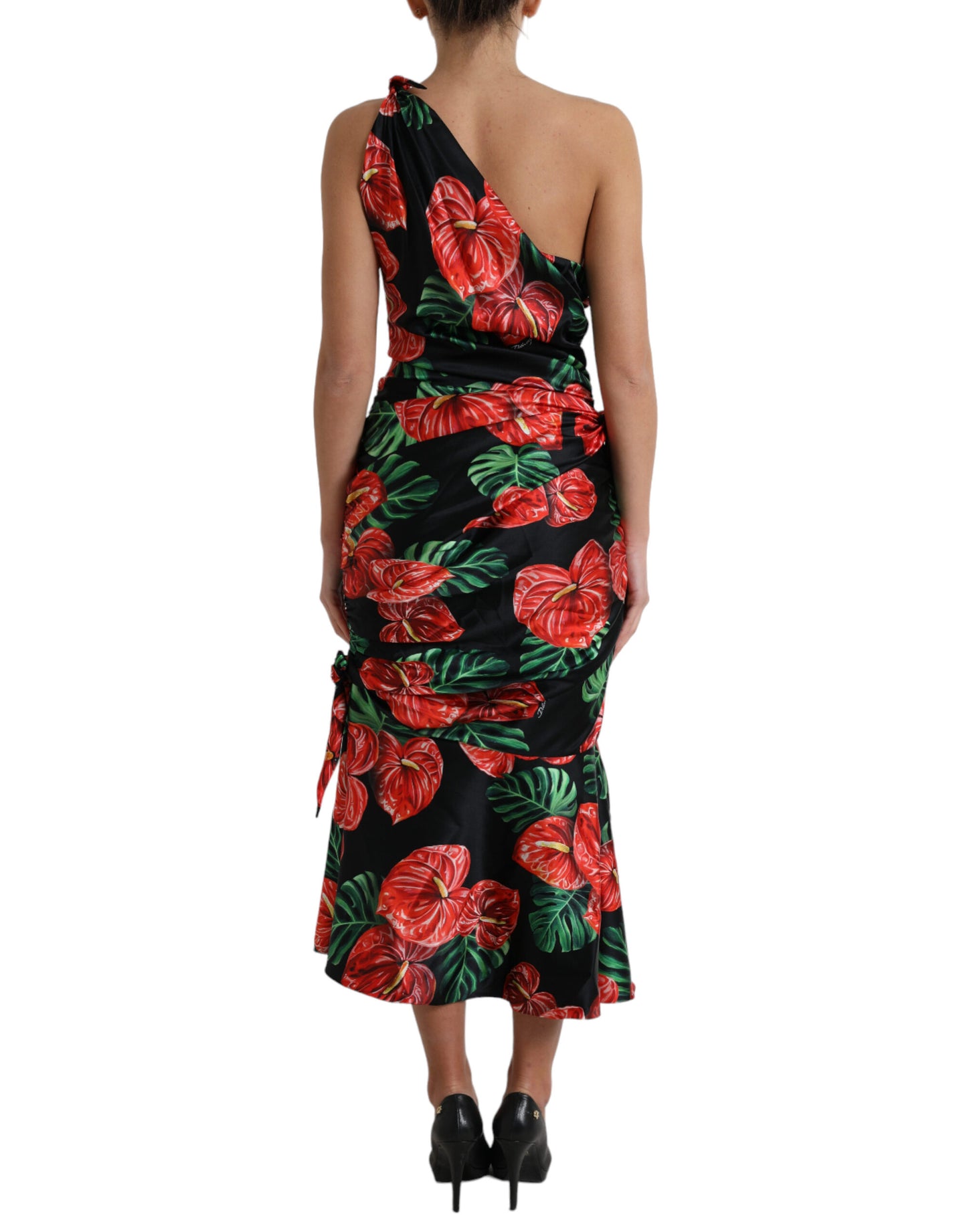 - Tropical Elegance Silk Draped Dress