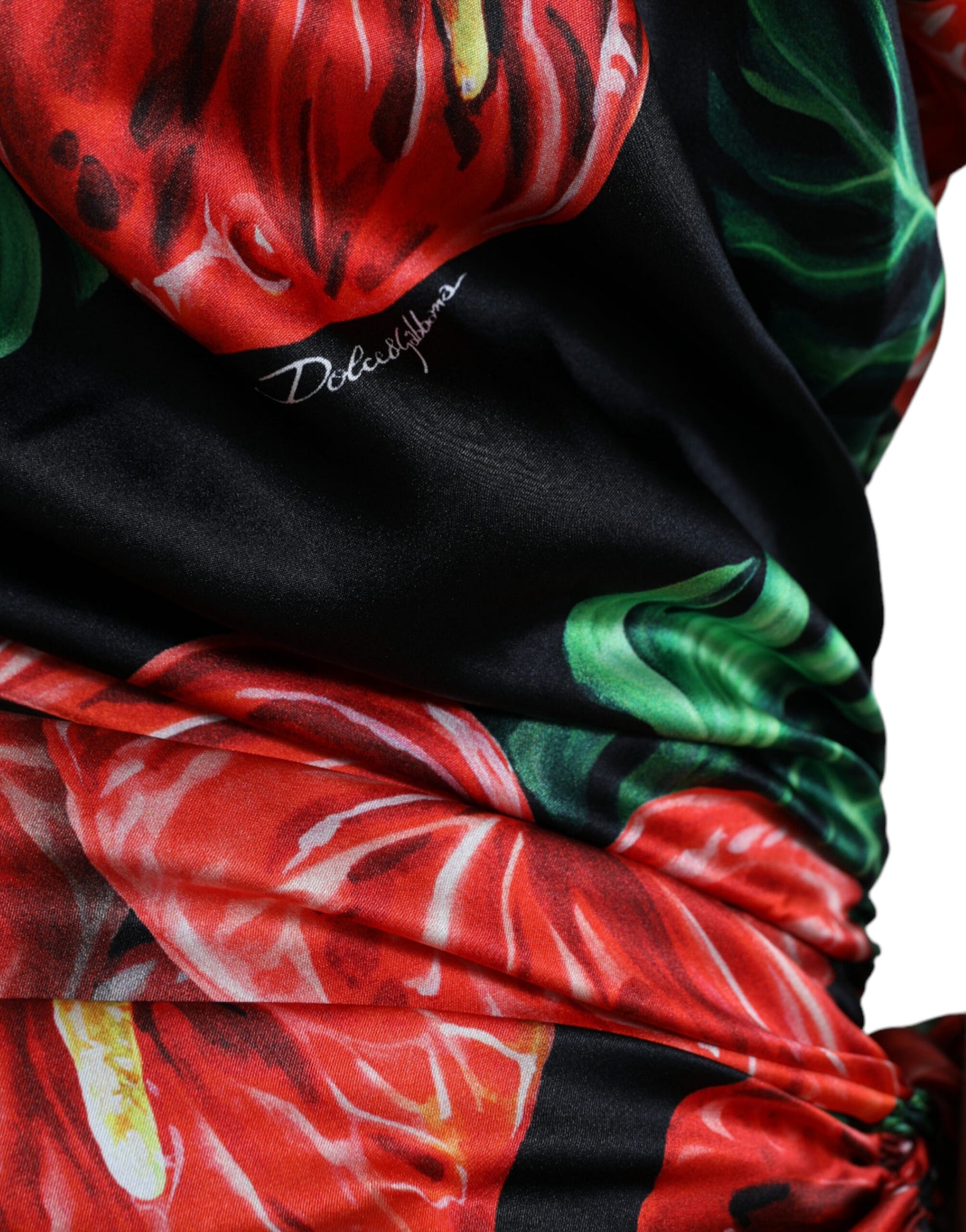 - Tropical Elegance Silk Draped Dress