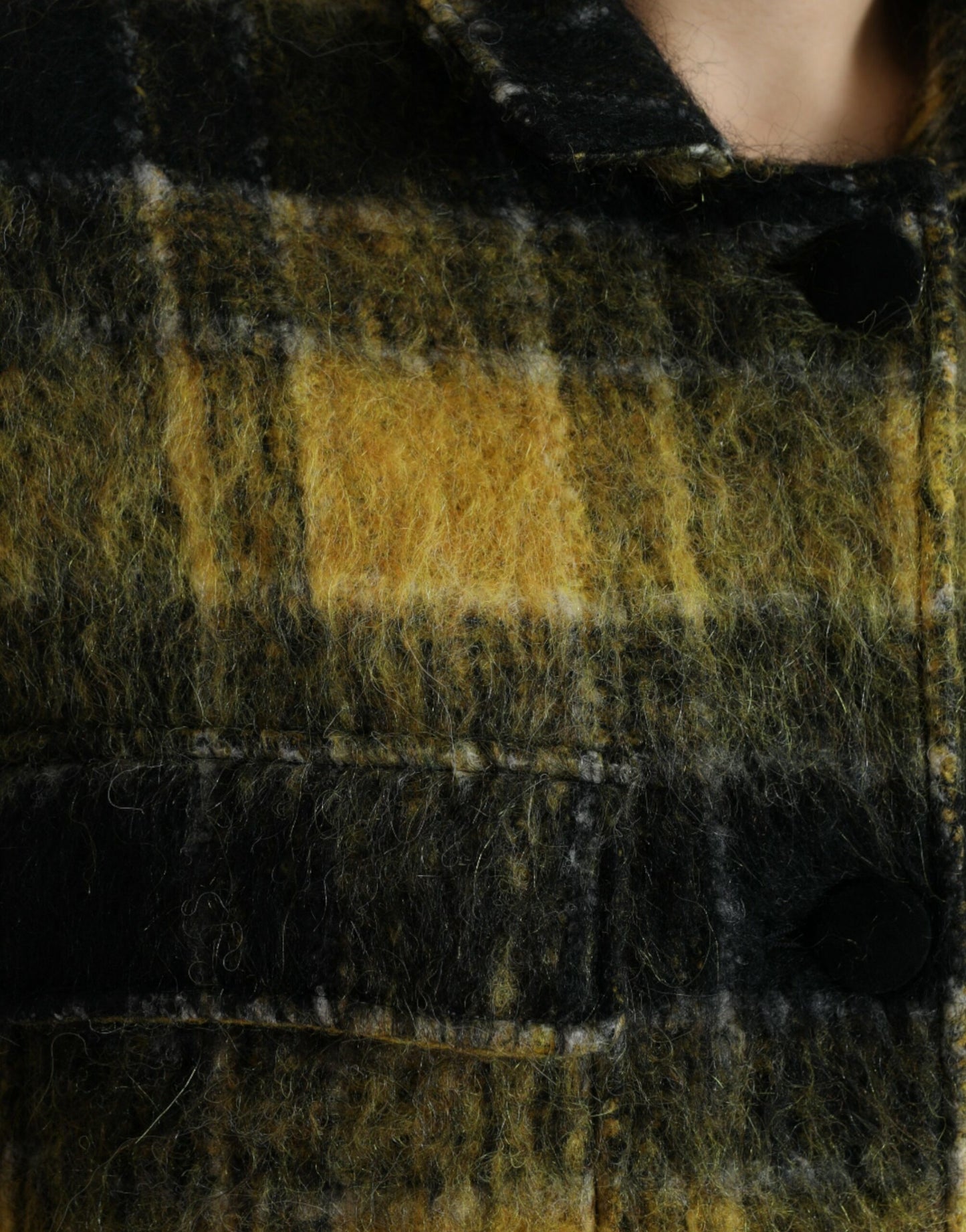- Chic Plaid Long Coat in Sunshine Yellow
