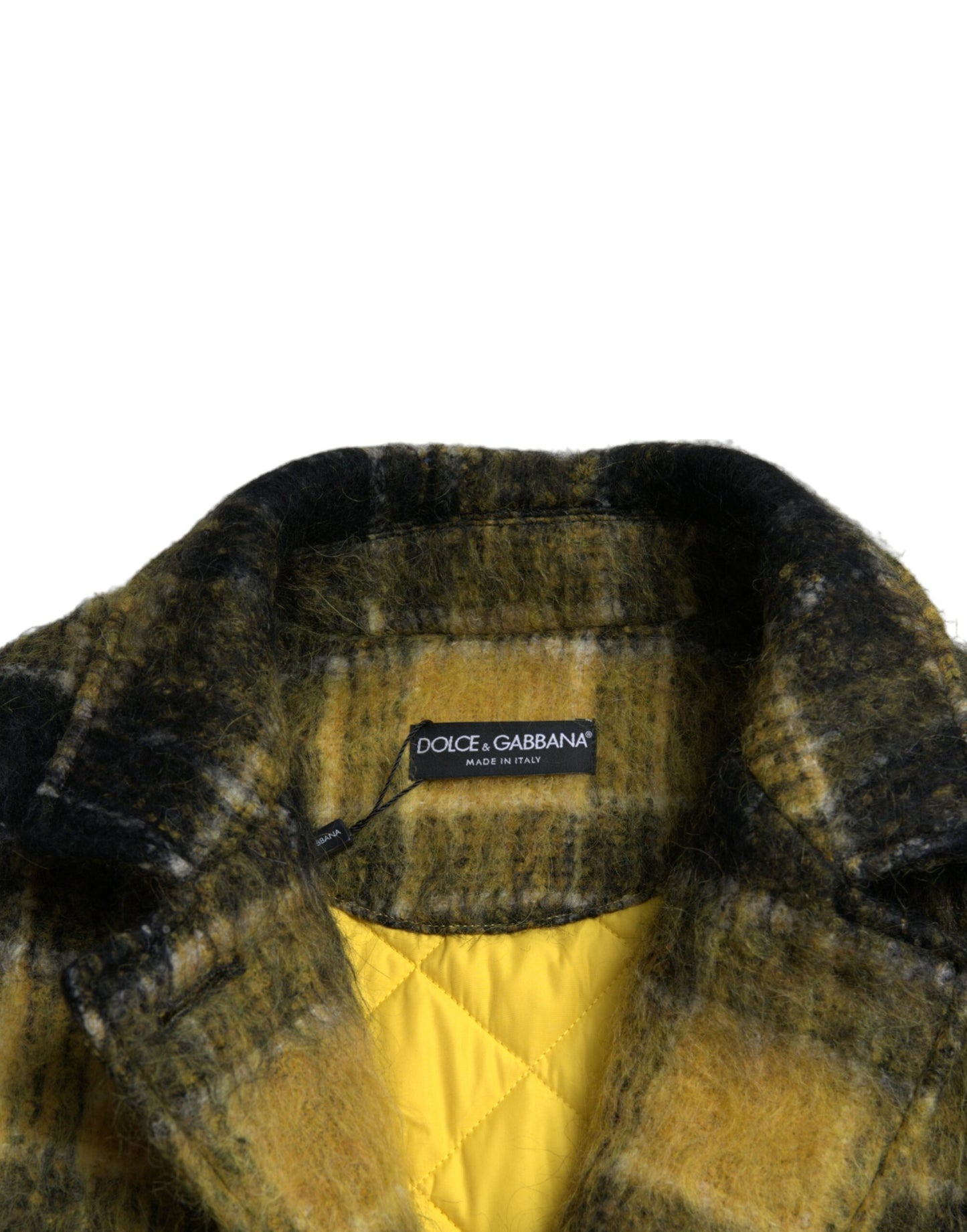 - Chic Plaid Long Coat in Sunshine Yellow