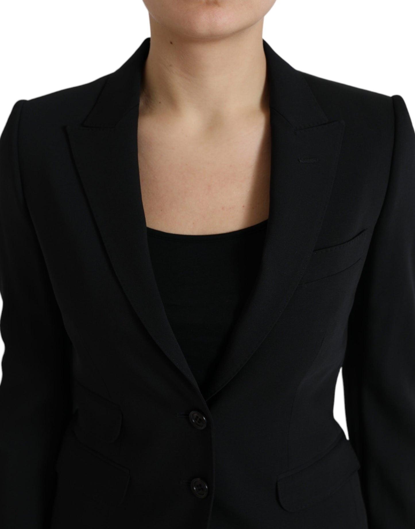 - Chic Wool Blend Peak Lapel Blazer