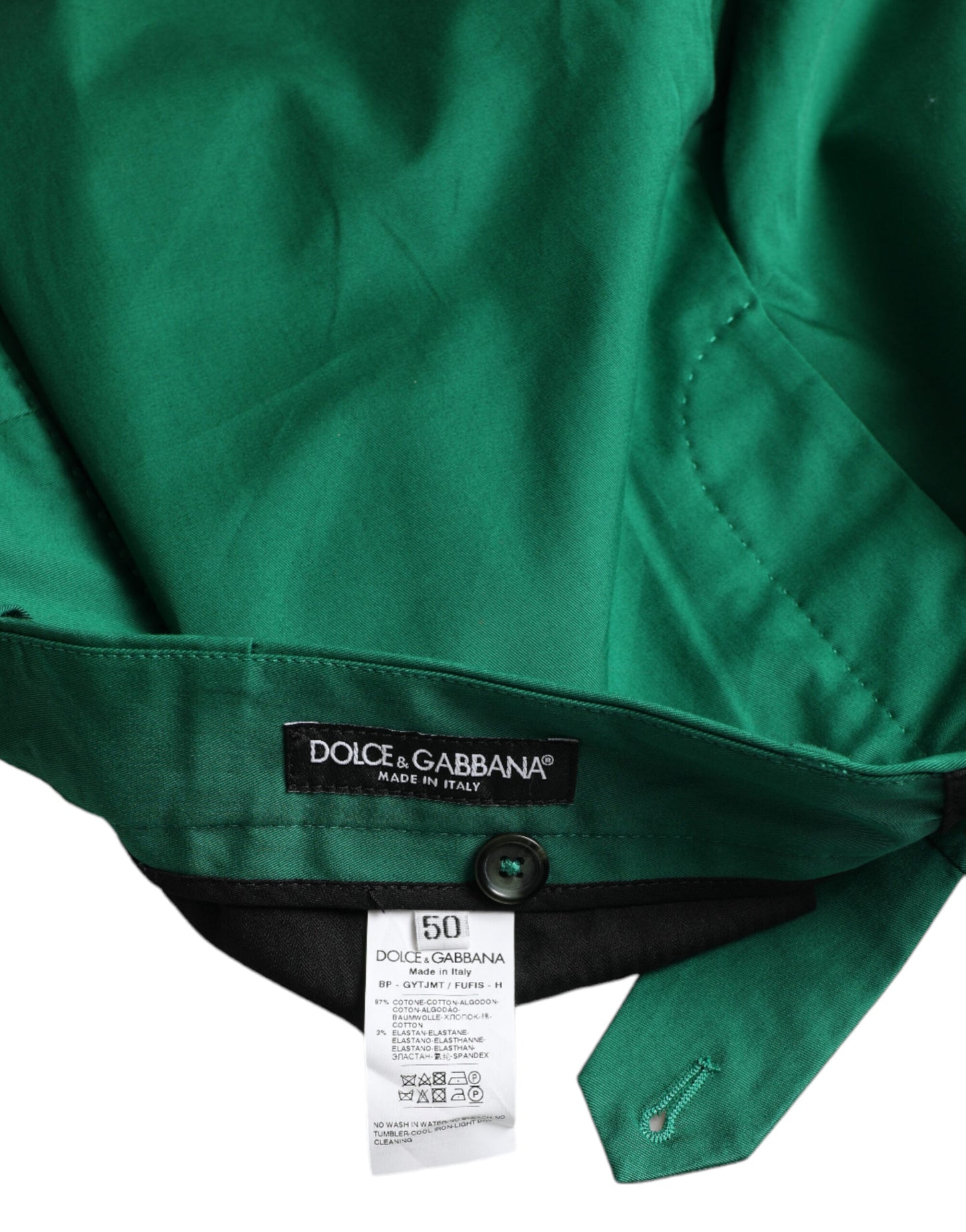 - Elegant Deep Green Cotton Bermuda Shorts