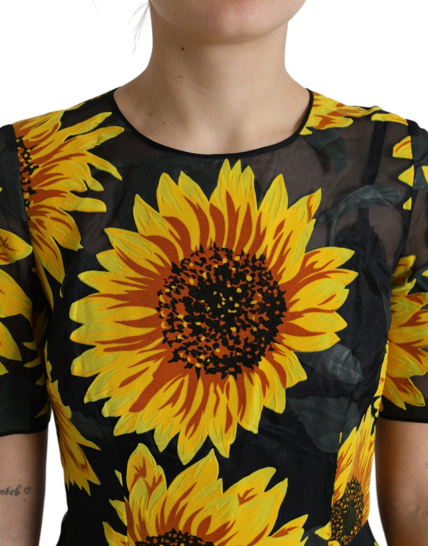 - Summery Sunflower A-Line Midi Dress