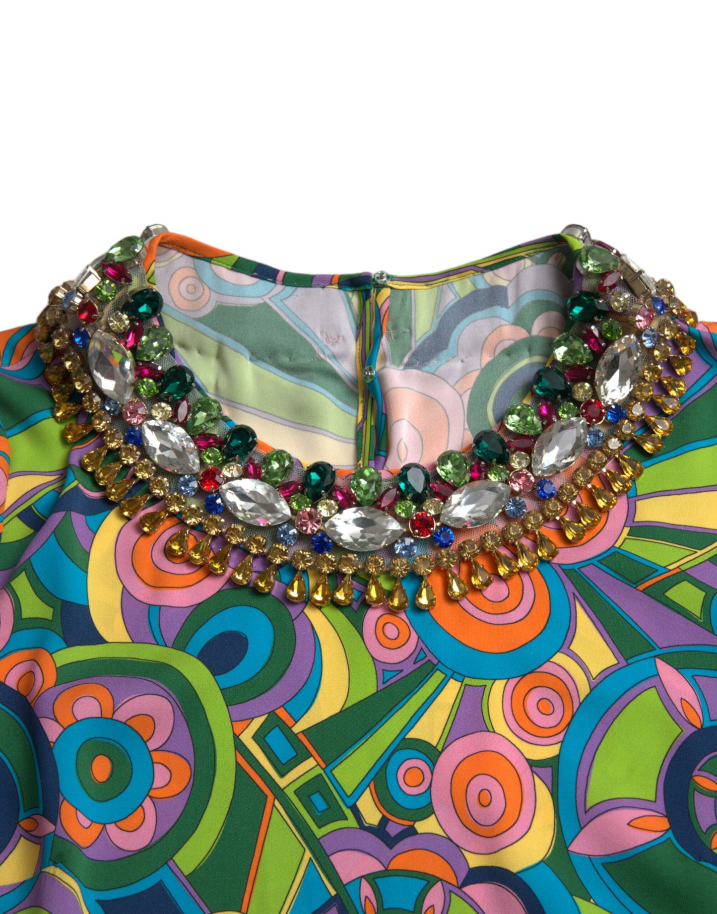 - Multicolor Geometric Silk Mini Dress
