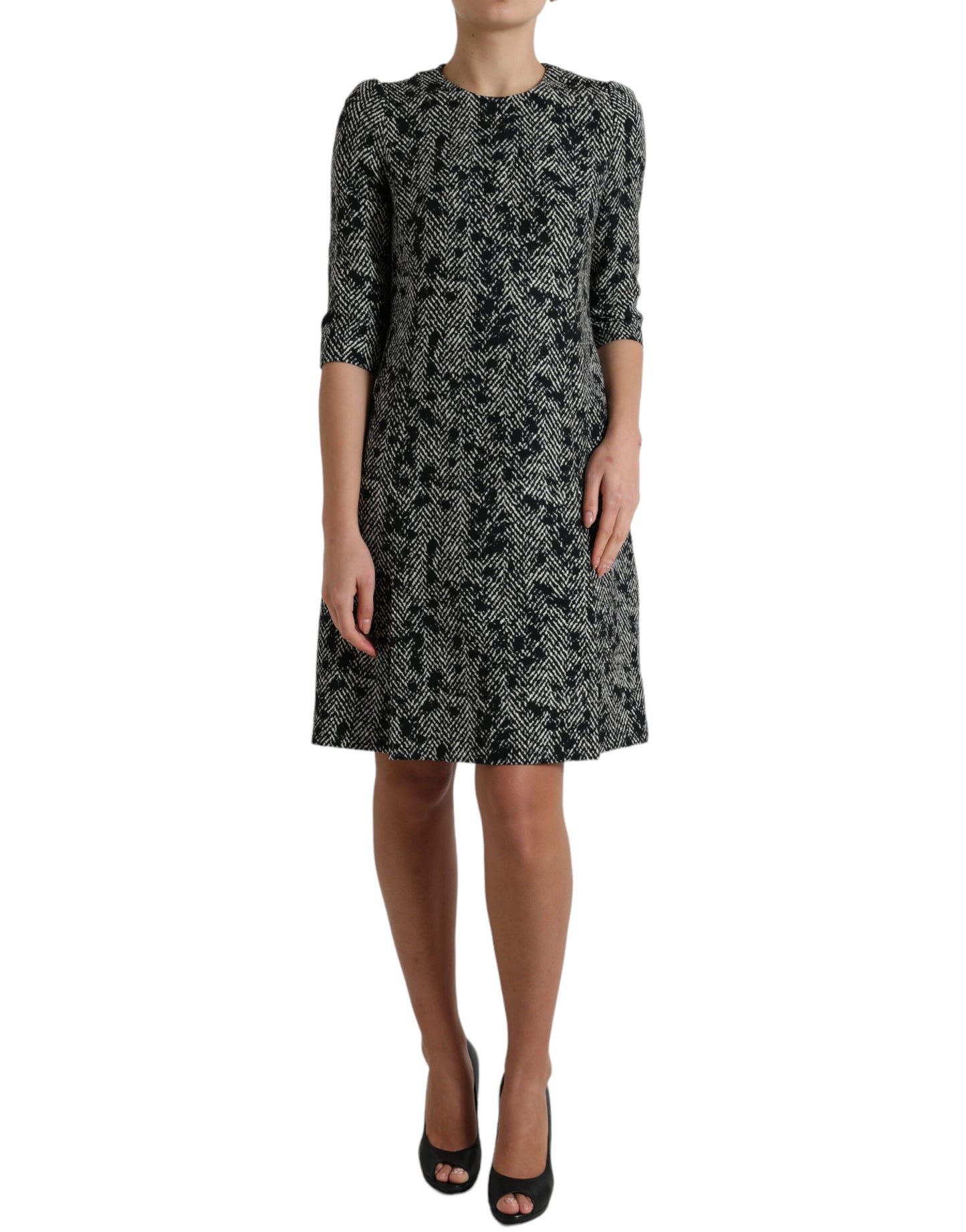 - Elegant Chevron Shift Mini Dress
