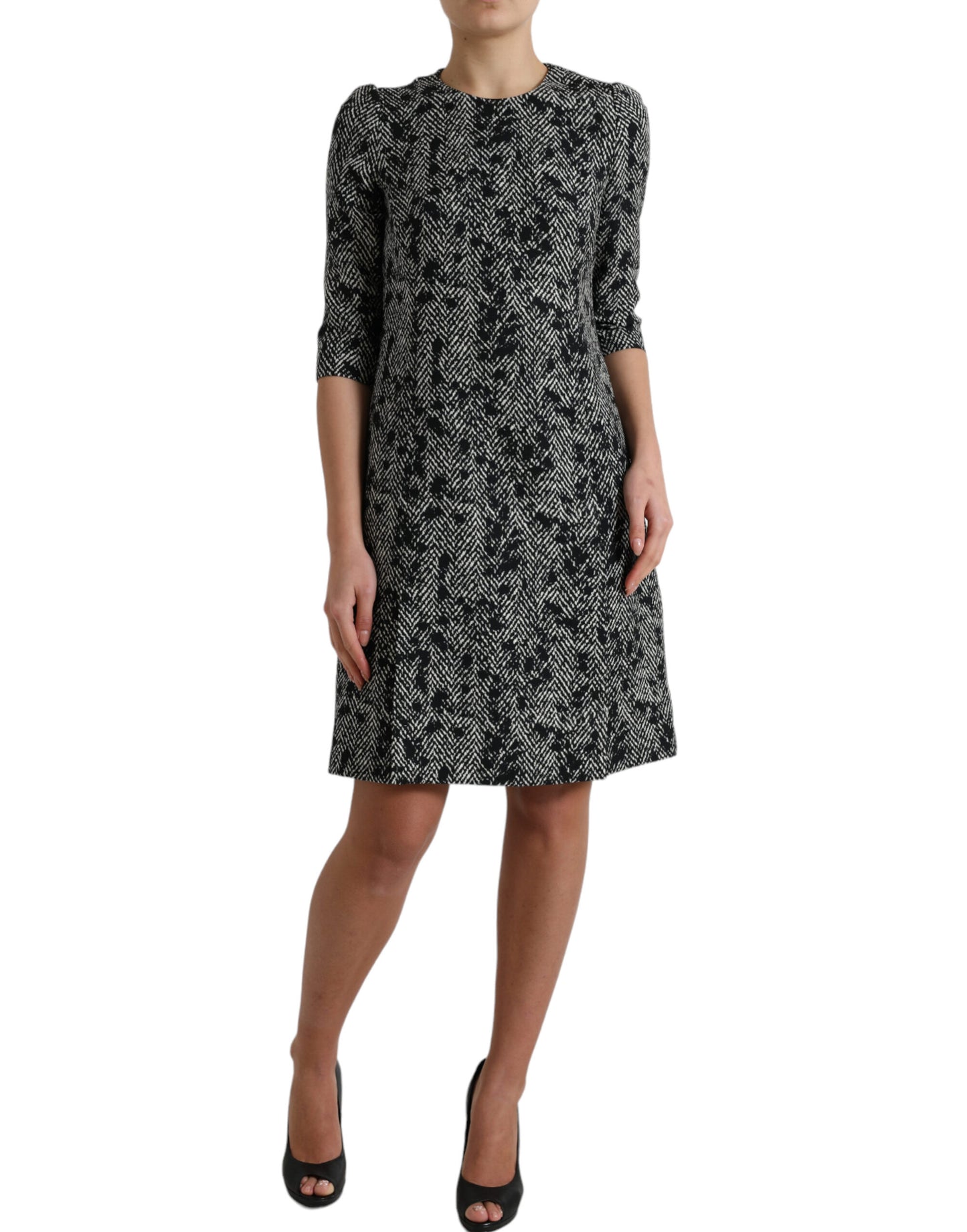 - Elegant Chevron Shift Mini Dress