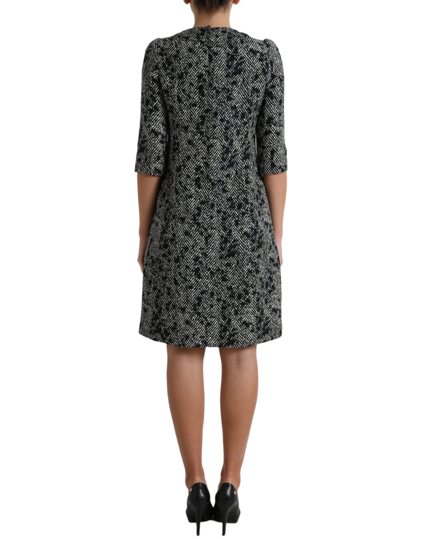 - Elegant Chevron Shift Mini Dress
