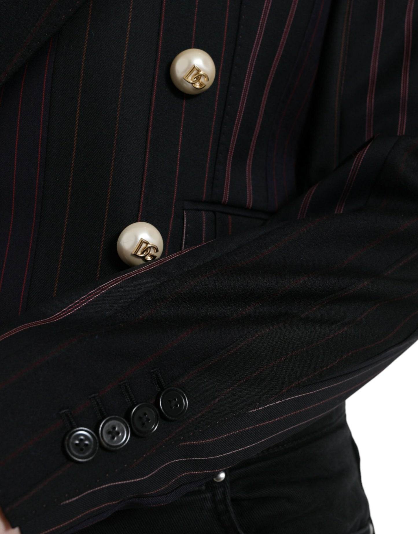 - Elegant Striped Double Breasted Wool Blazer