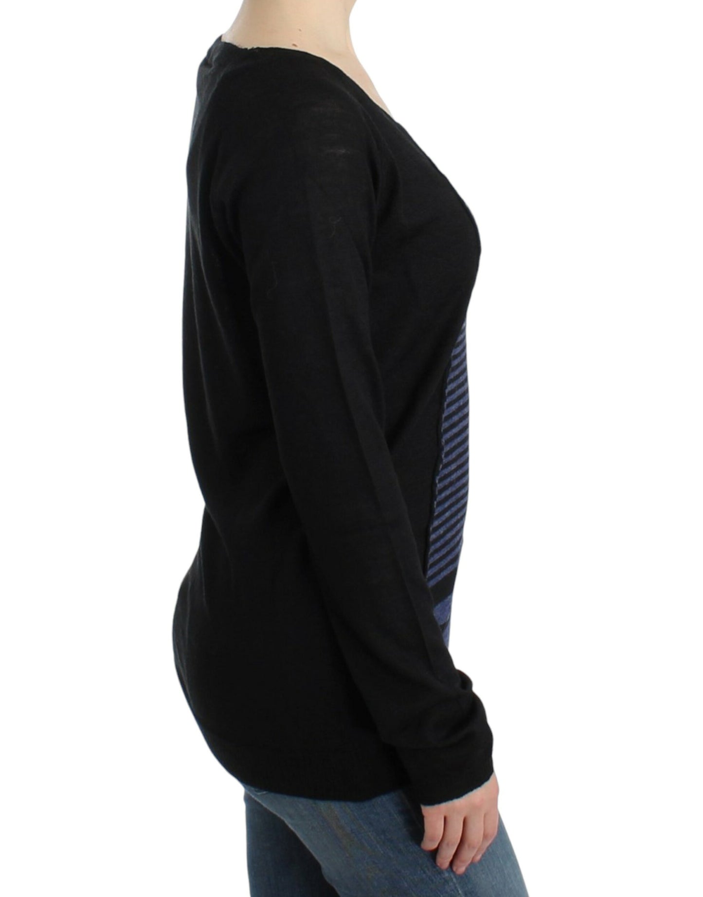 - Striped V-Neck Luxury Sweater