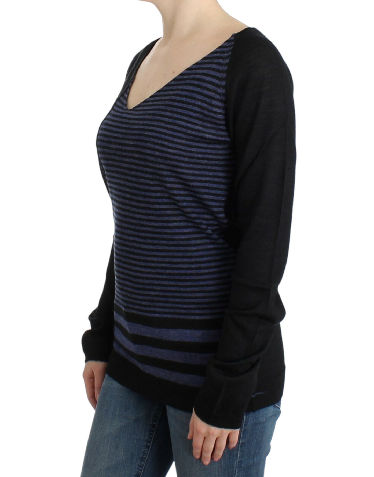 - Striped V-Neck Luxury Sweater