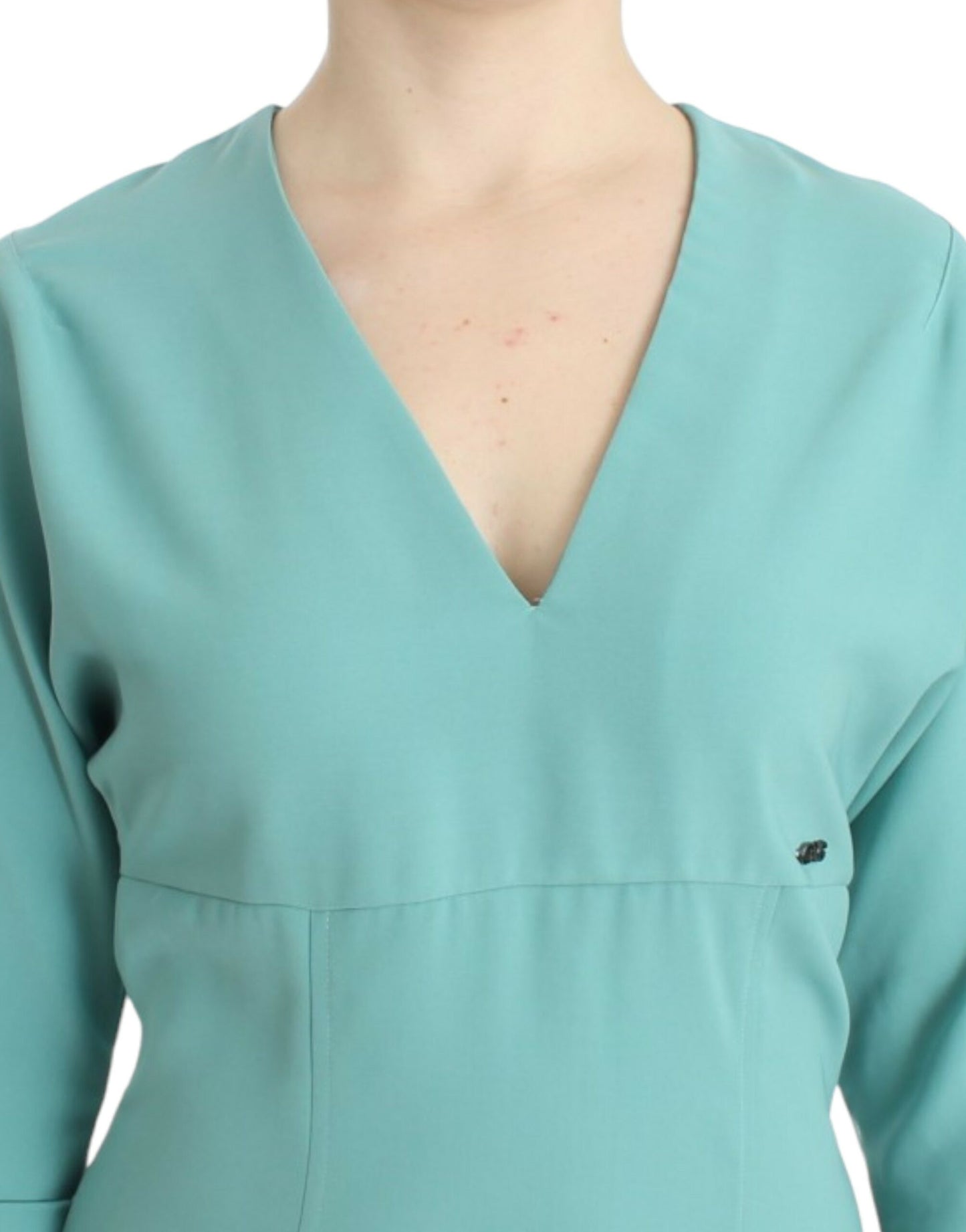 - Elegant Green V-Neck Midi Dress