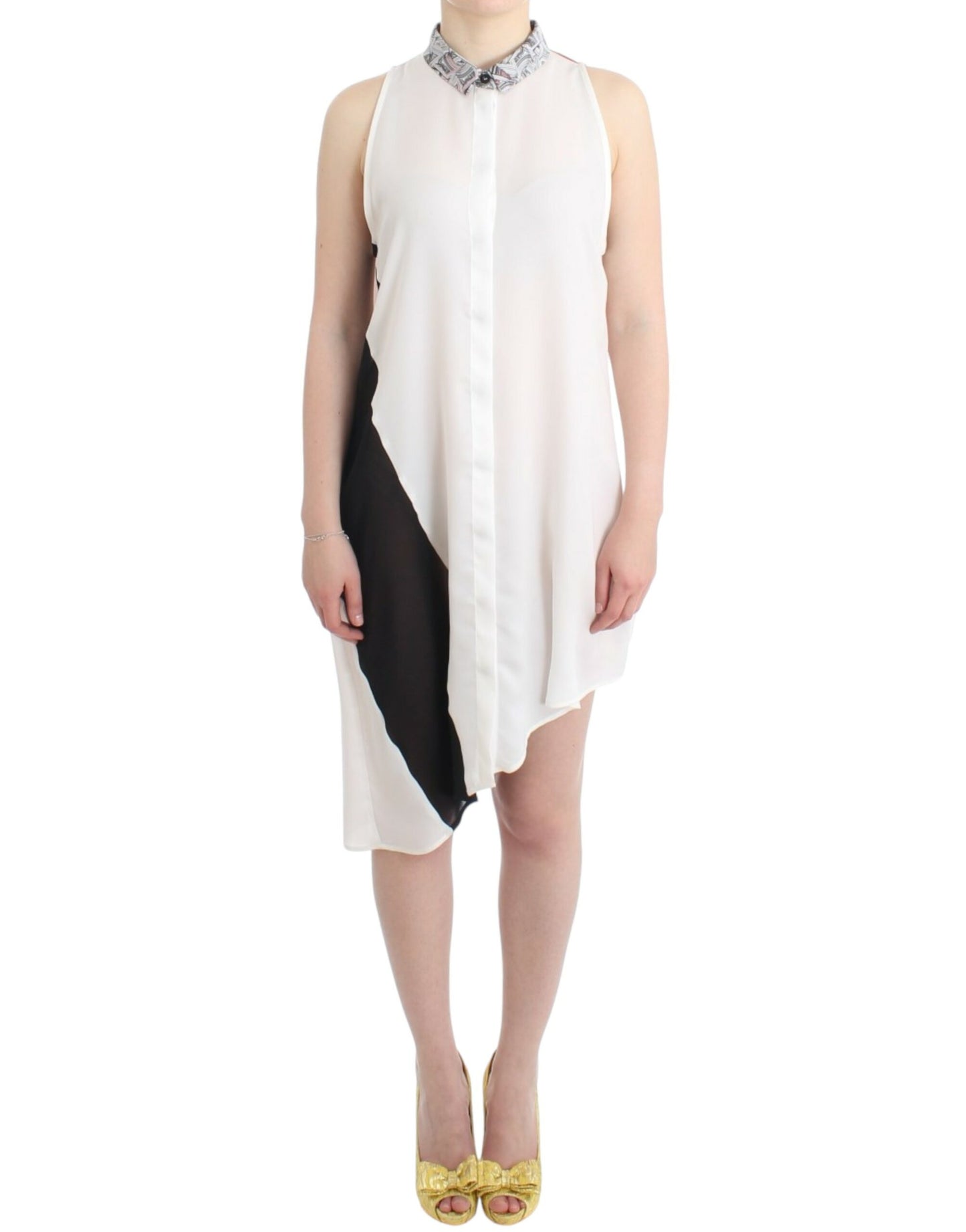 - Asymmetric Hem Button-Up Shirt Dress