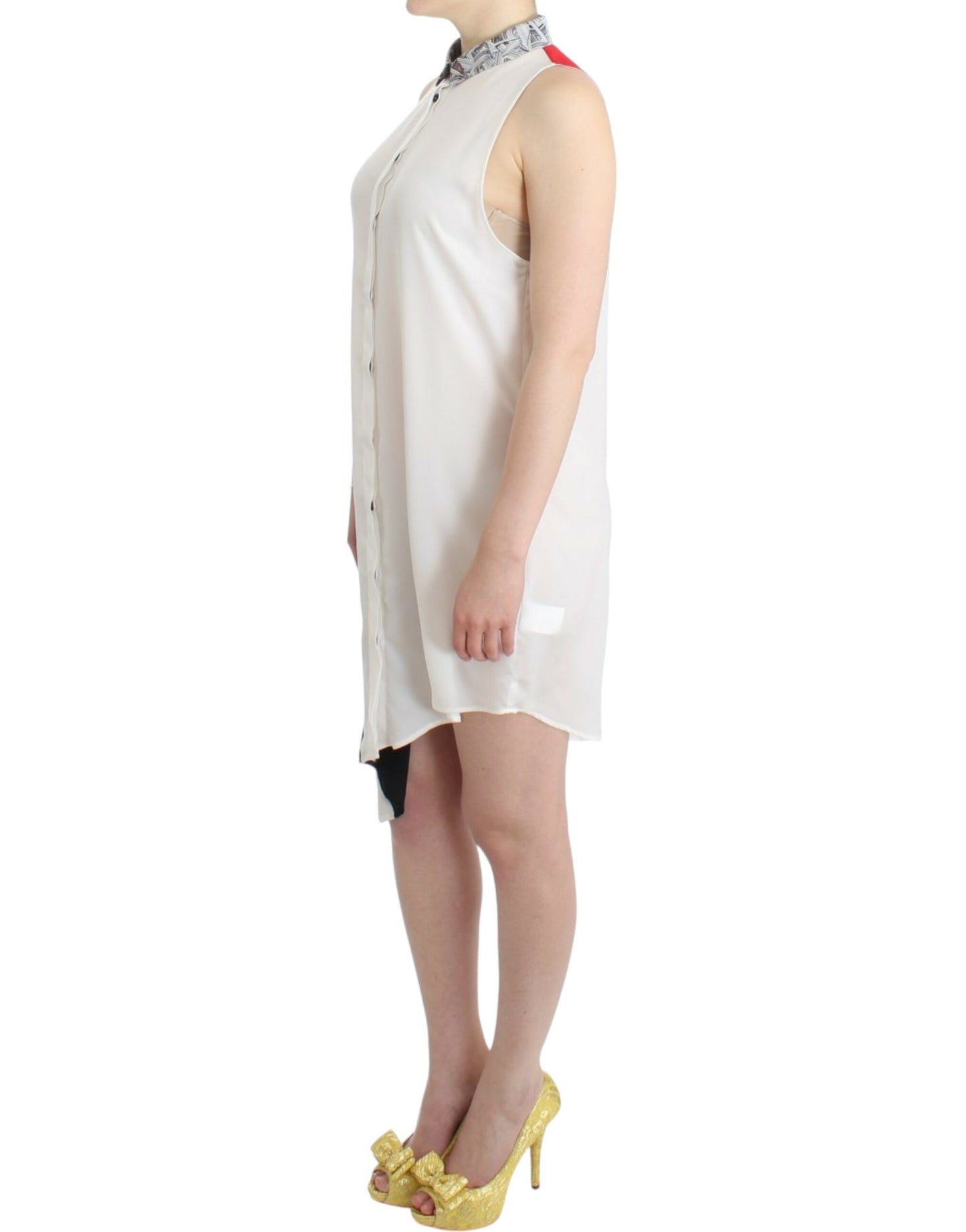 - Asymmetric Hem Button-Up Shirt Dress