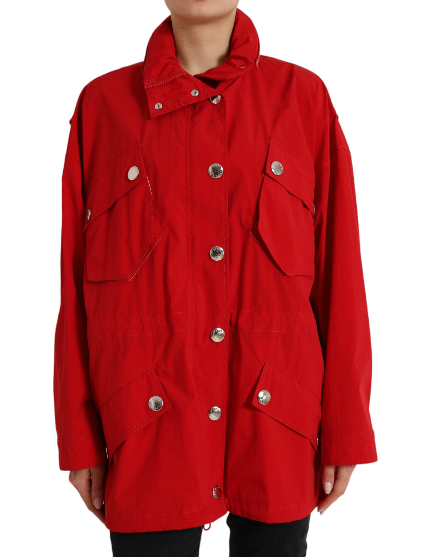 - Elegant Red Long Sleeve Jacket