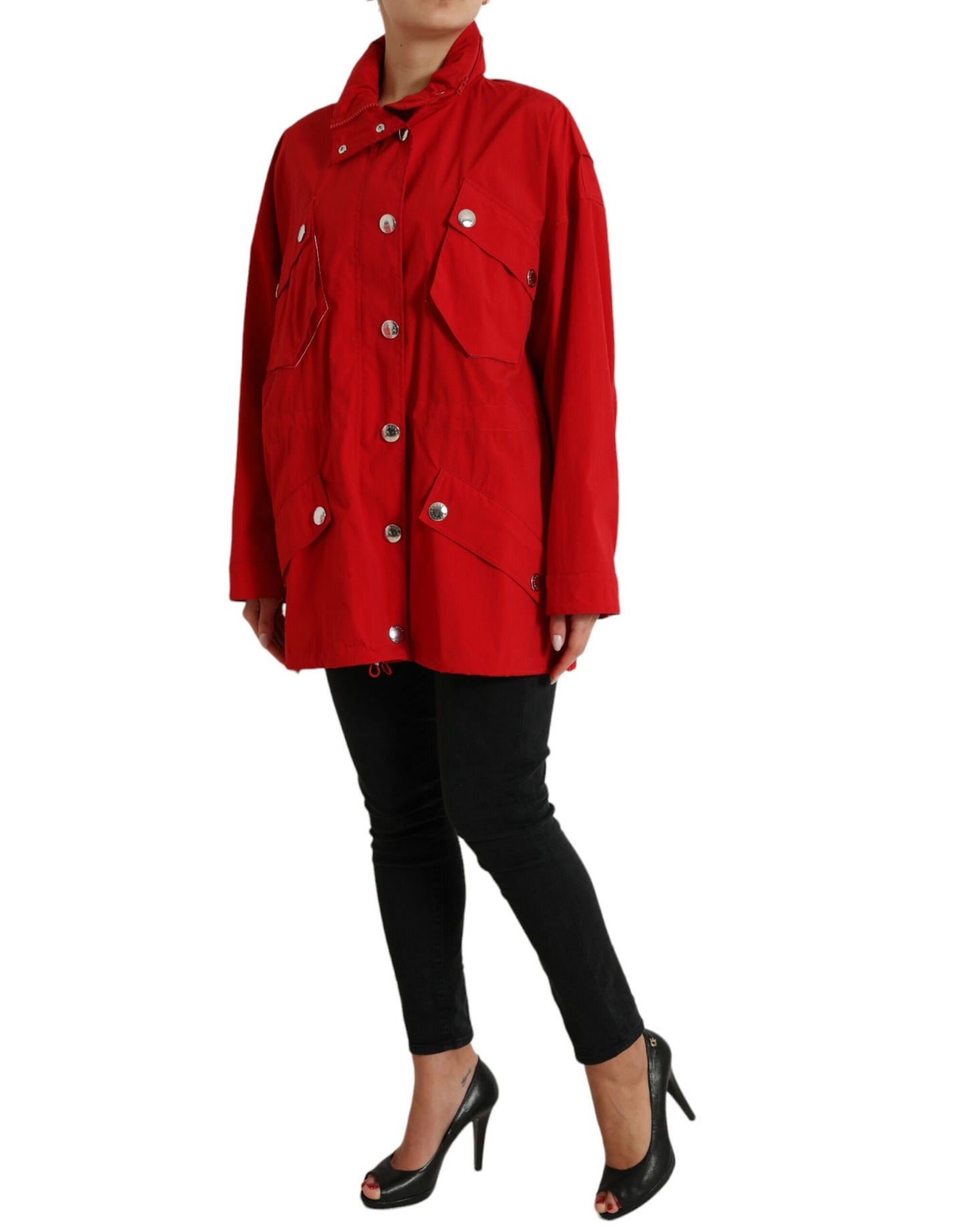 - Elegant Red Long Sleeve Jacket