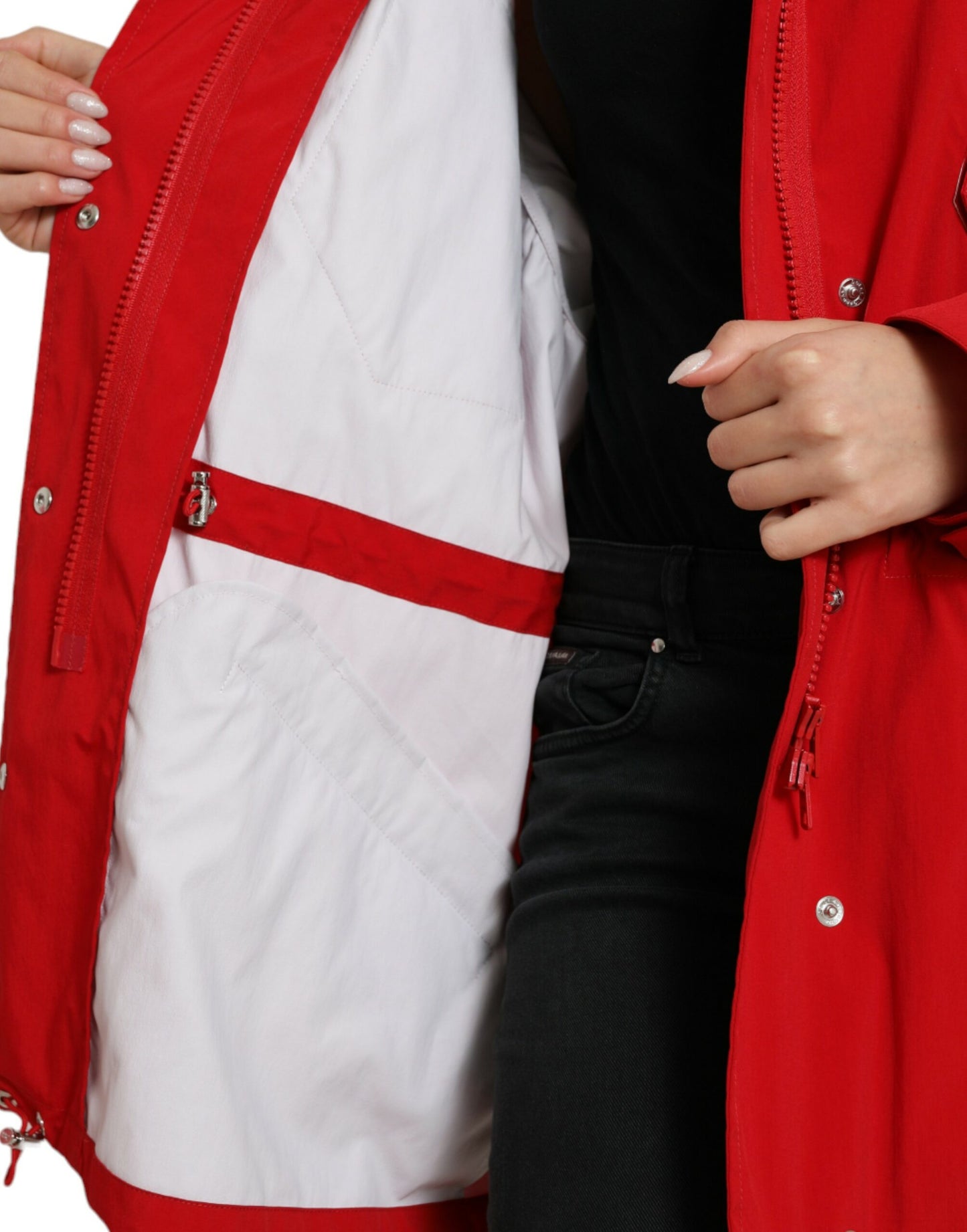 - Elegant Red Long Sleeve Jacket