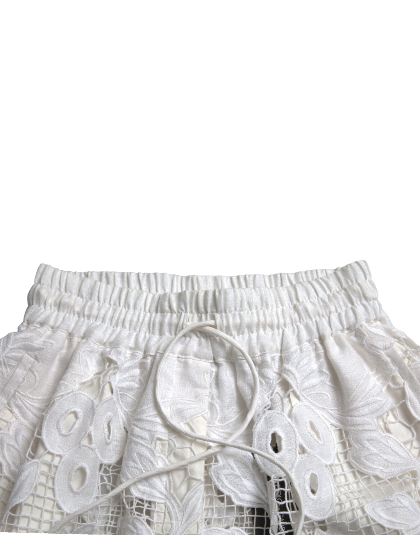 - Chic High-Waisted Lace Shorts in Pure White