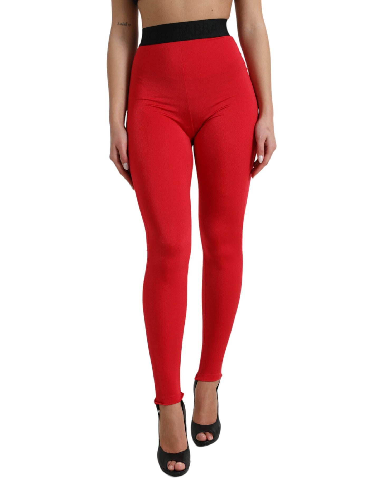 - Elegant High Waist Red Leggings