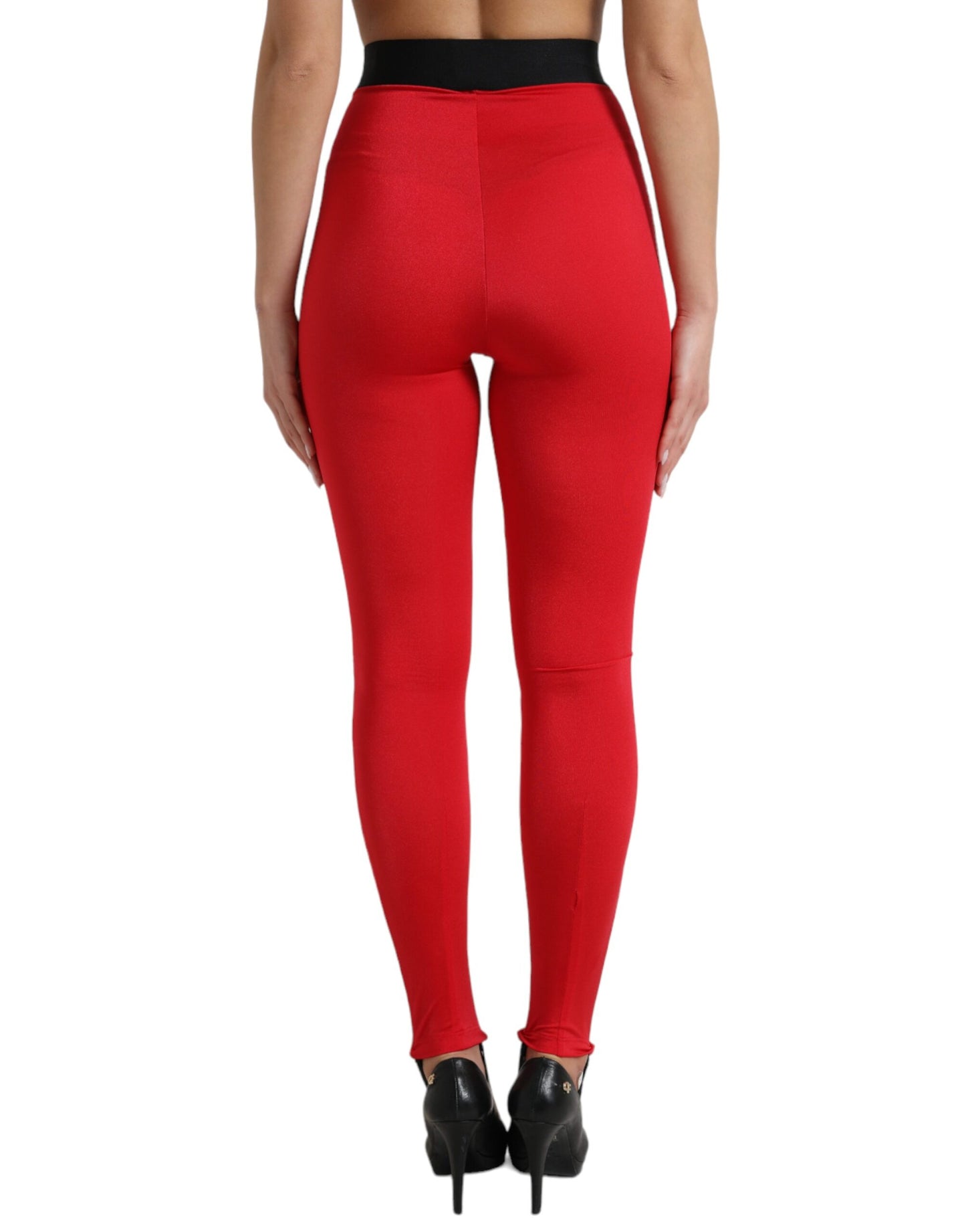 - Elegant High Waist Red Leggings