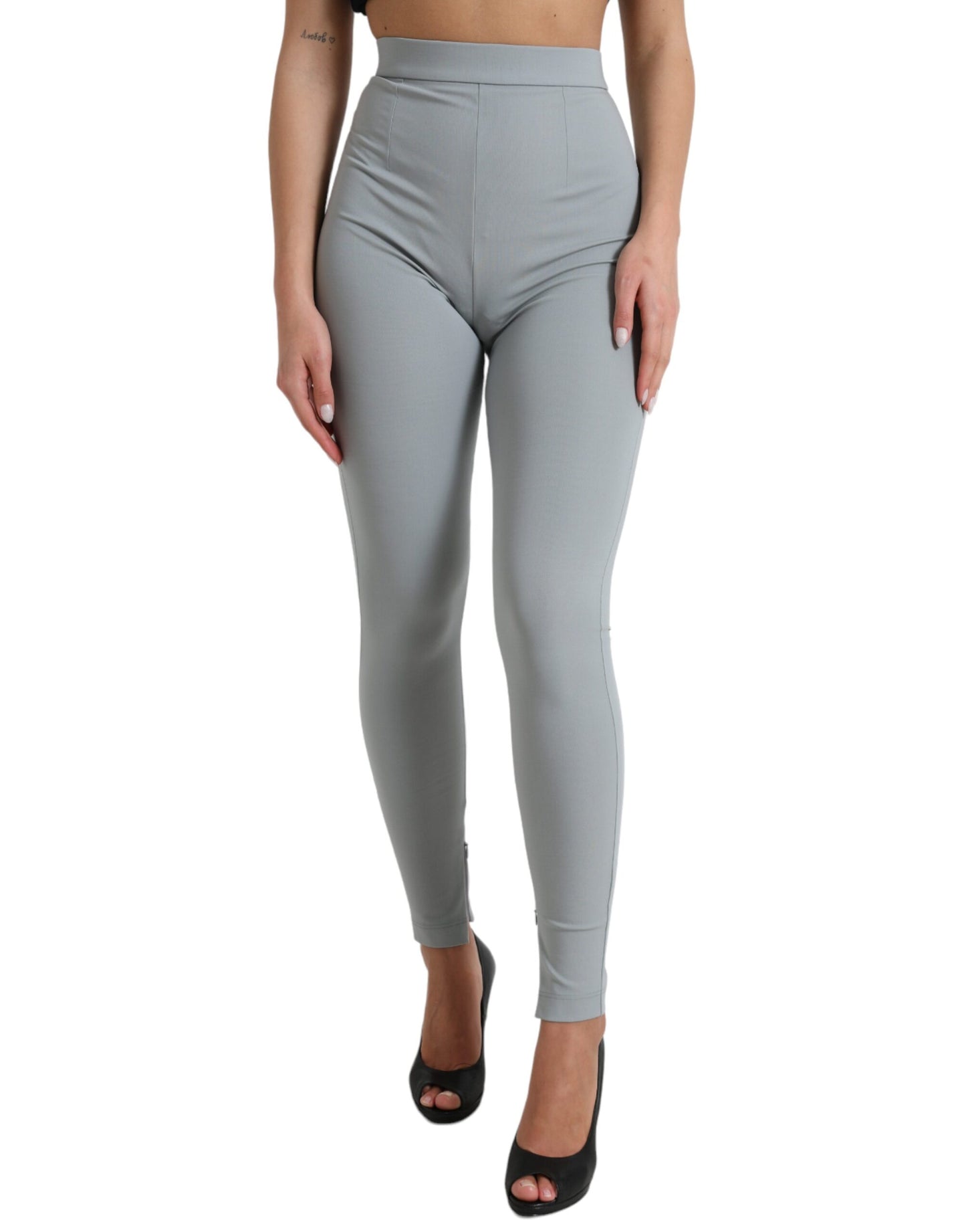 - Elegant High Waist Leggings in Gray