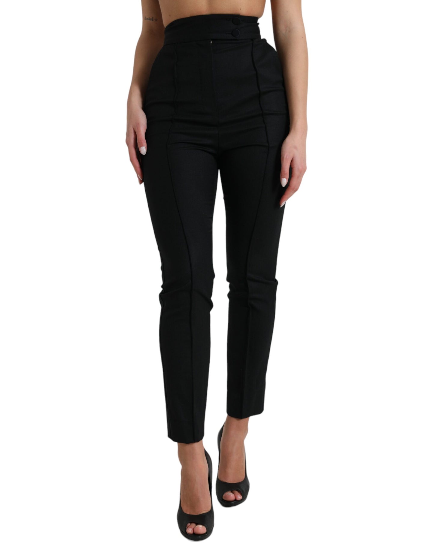 - Elegant High Waist Tapered Wool Pants