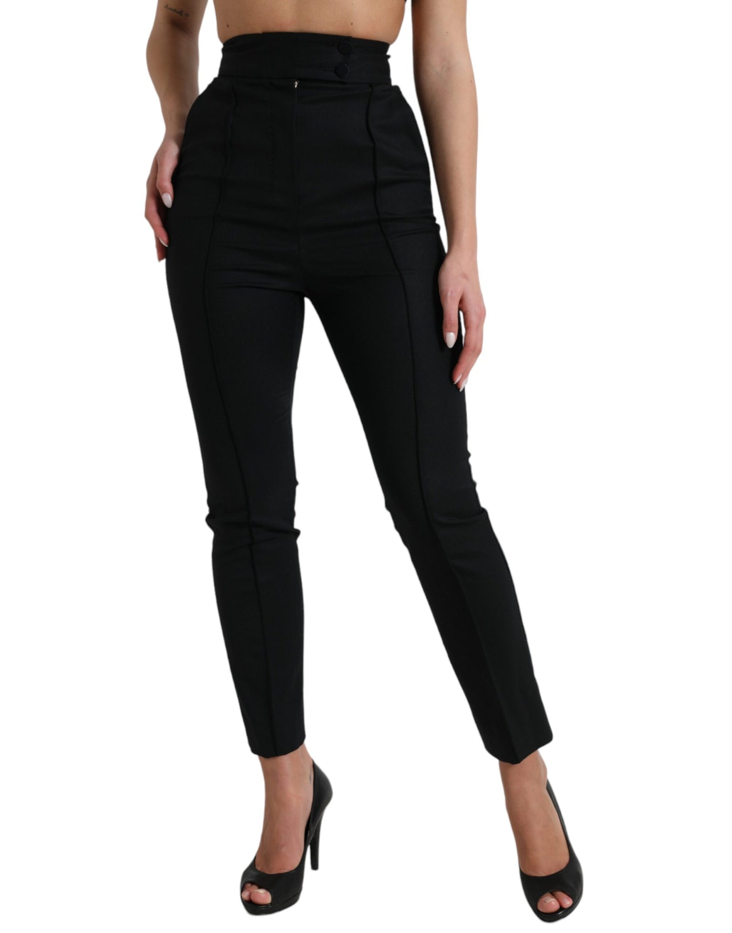 - Elegant High Waist Tapered Wool Pants