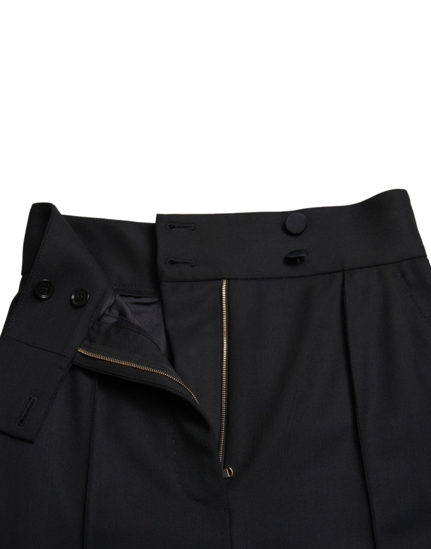 - Elegant High Waist Tapered Wool Pants