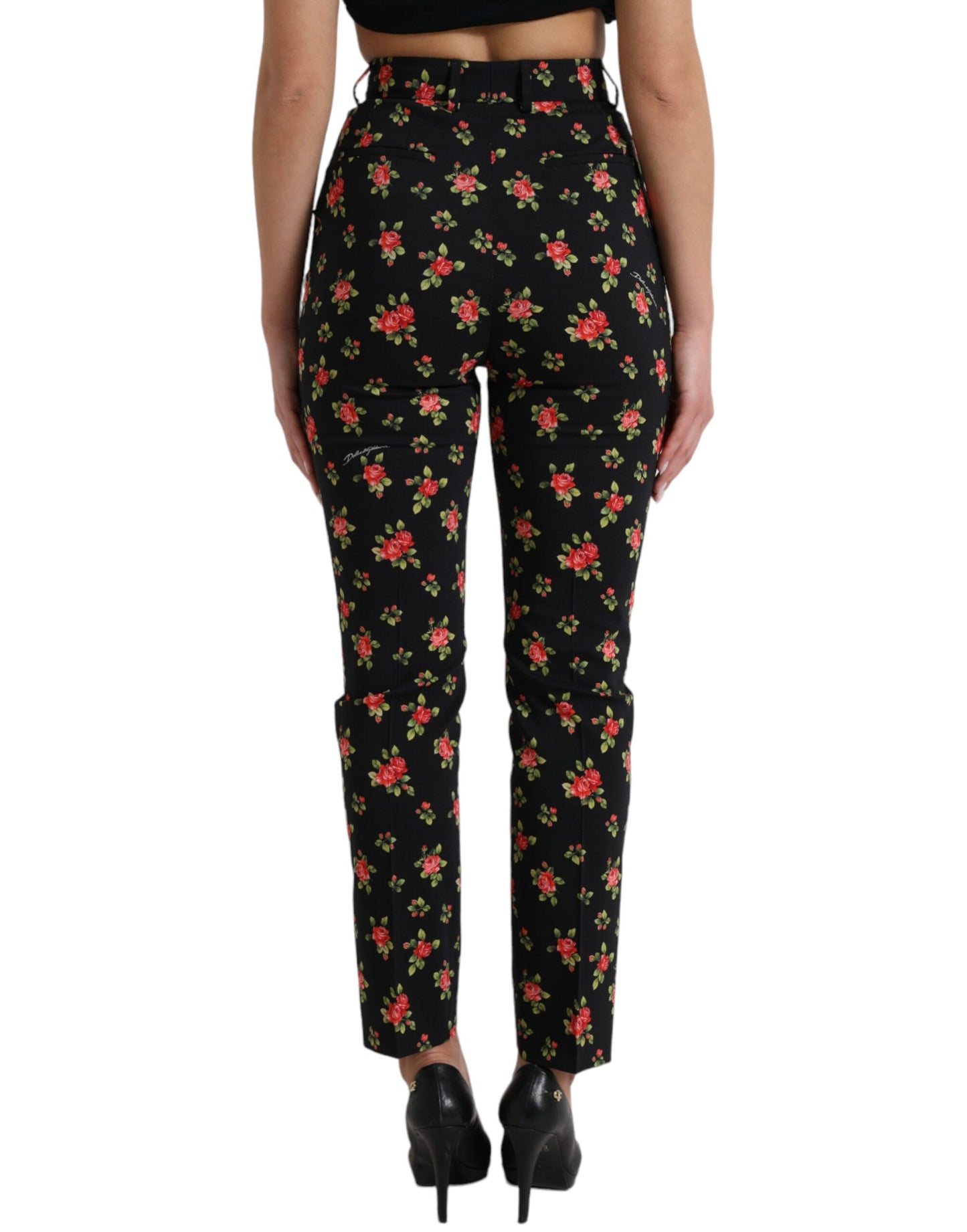 - Elegant High-Waist Floral Tapered Pants