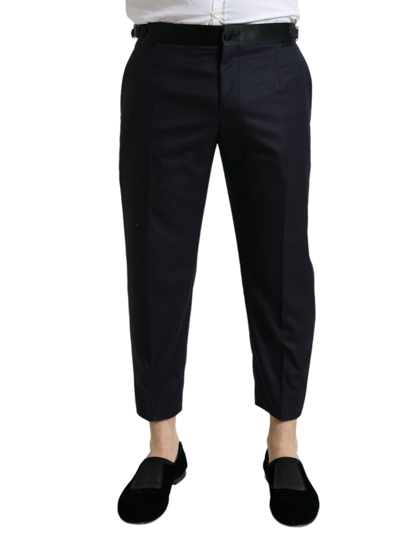 - Elegant Wool-Silk Blend Cropped Dress Pants