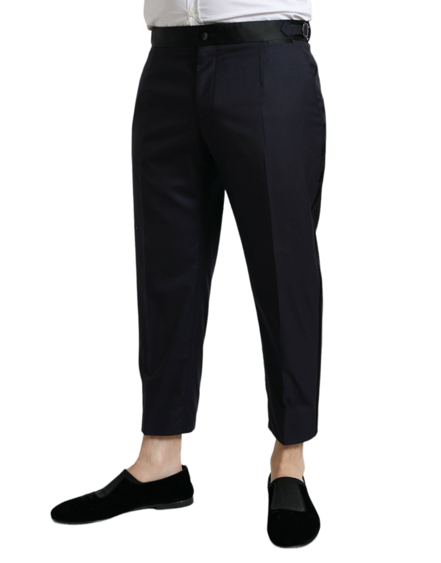 - Elegant Wool-Silk Blend Cropped Dress Pants