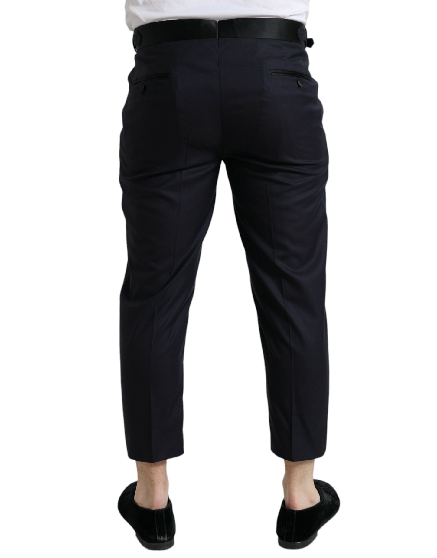 - Elegant Wool-Silk Blend Cropped Dress Pants
