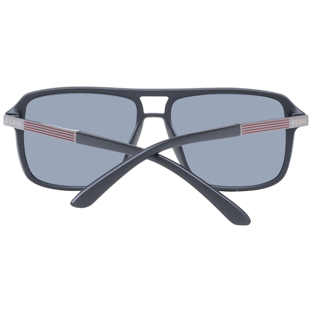 Guess Men's Black Aviator Sunglasses with Blue Lenses, 58mm