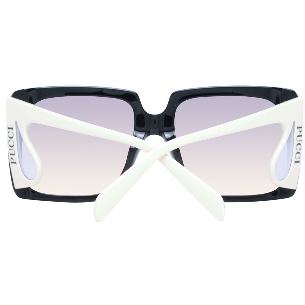 Emilio Pucci Women’s Sunglasses – Black Square Frame with Grey Gradient Lenses, 58mm