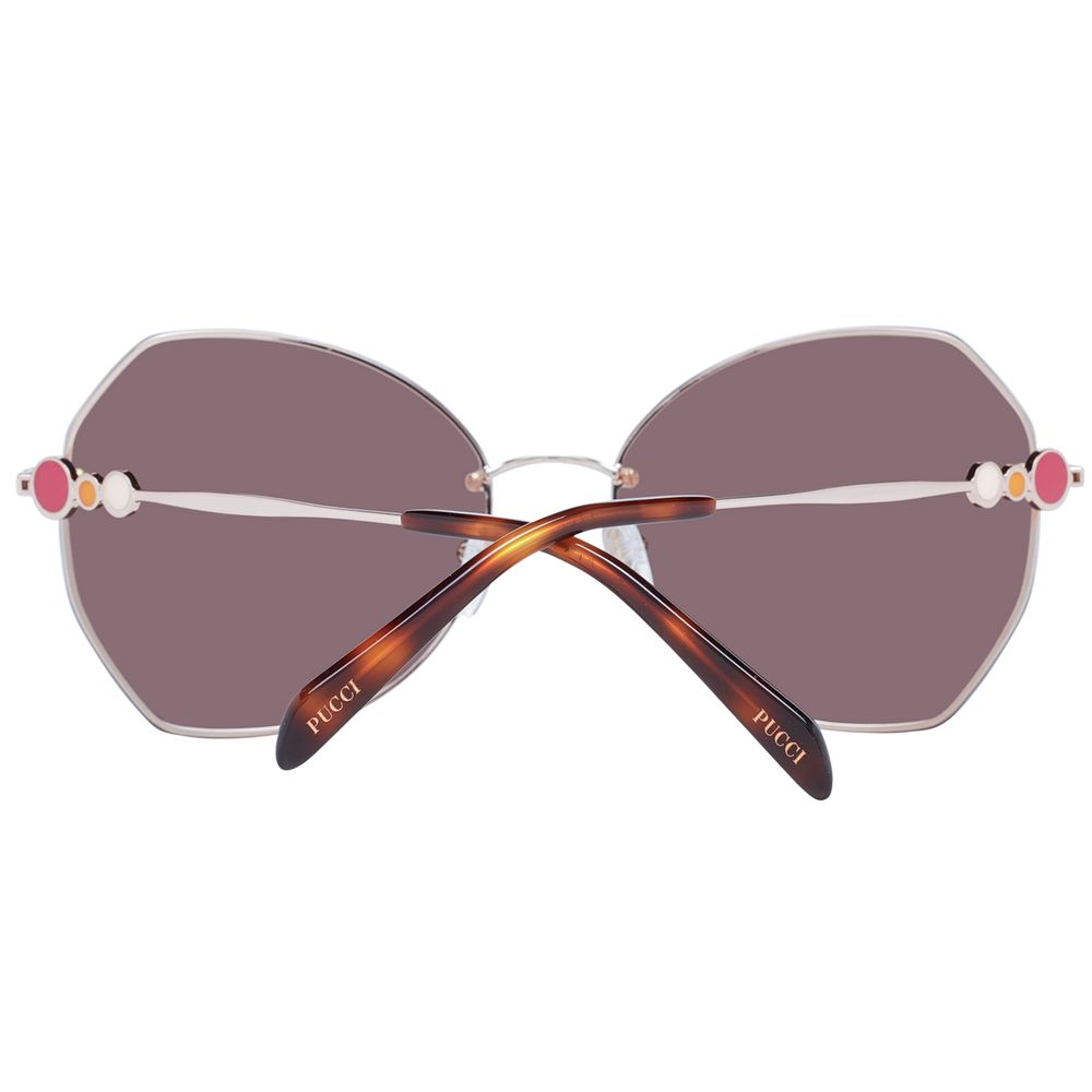 Emilio Pucci Women's Sunglasses – Rose Gold Butterfly Frame with Brown Lenses, 61mm