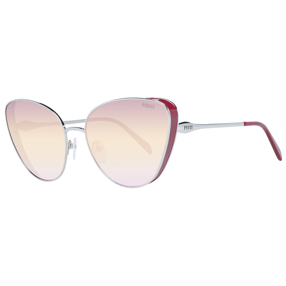 Emilio Pucci Women’s Sunglasses – Silver Cat Eye Frame with Multicolour Lenses, 61mm