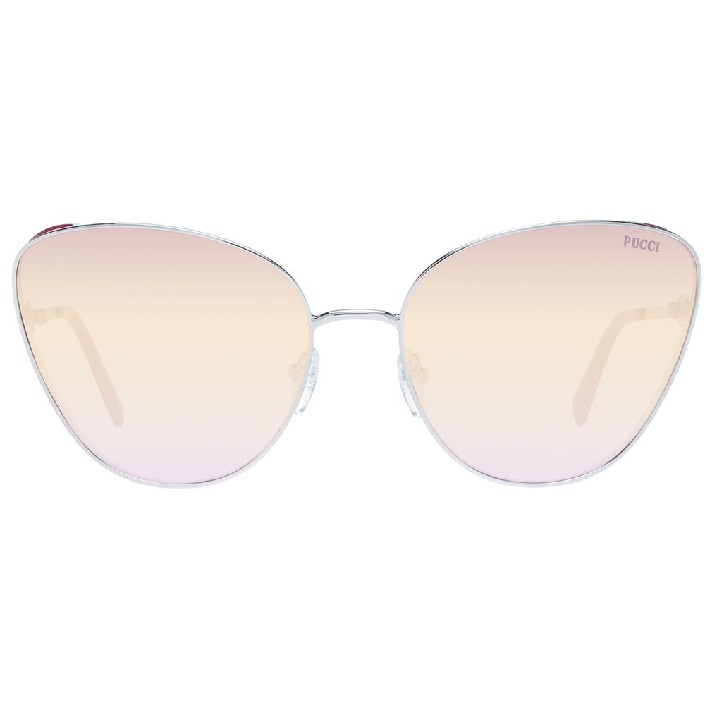 Emilio Pucci Women’s Sunglasses – Silver Cat Eye Frame with Multicolour Lenses, 61mm