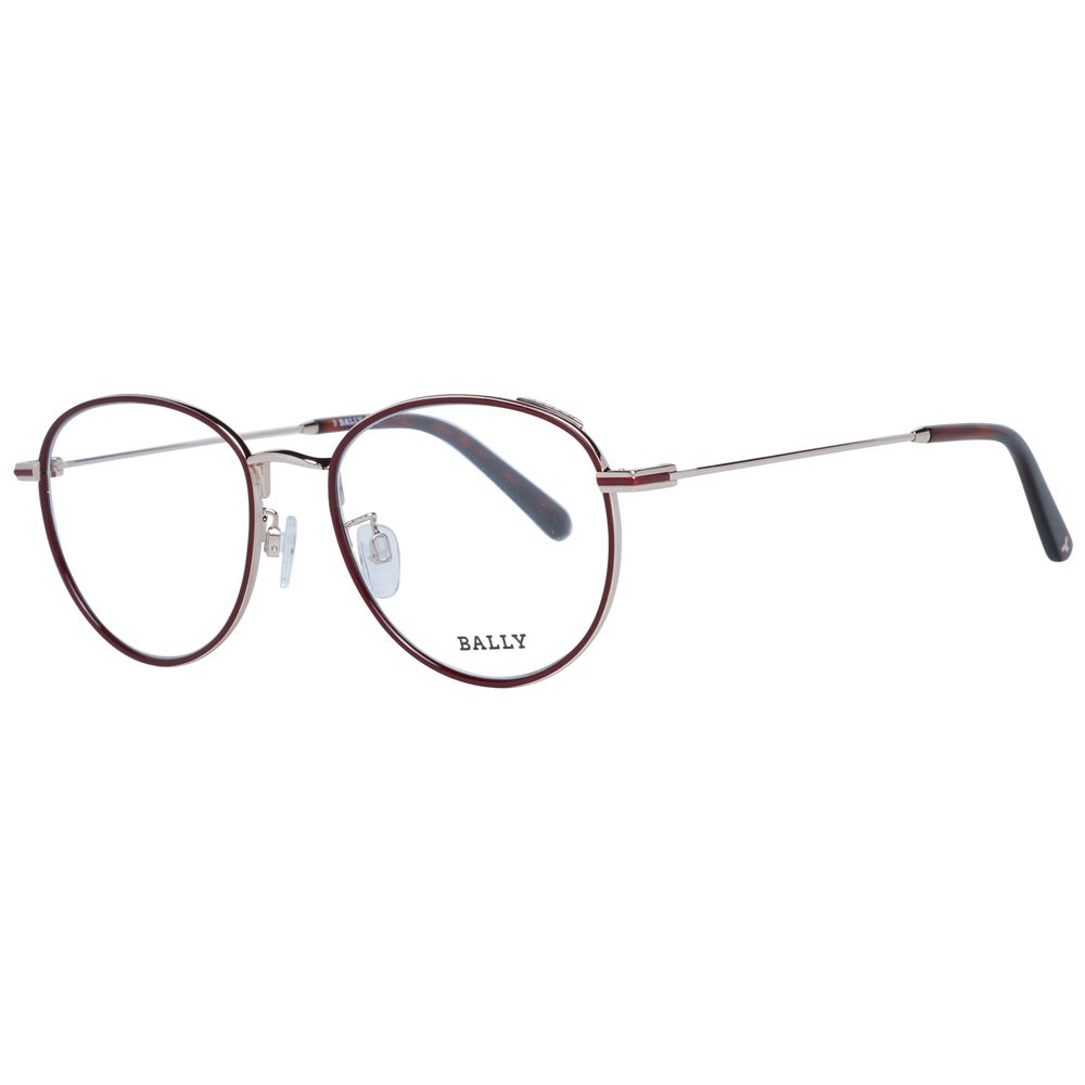 Bally Burgundy Unisex Optical Frames – Round Full-Rim, 52mm