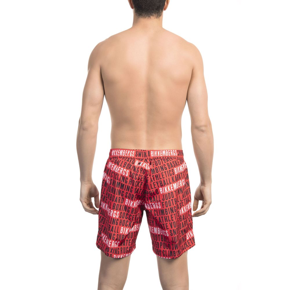 - Red Polyester Men Swim Short