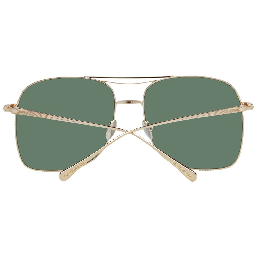 Scotch & Soda Women’s Sunglasses – Gold Aviator Frame with Green Lenses, 57mm