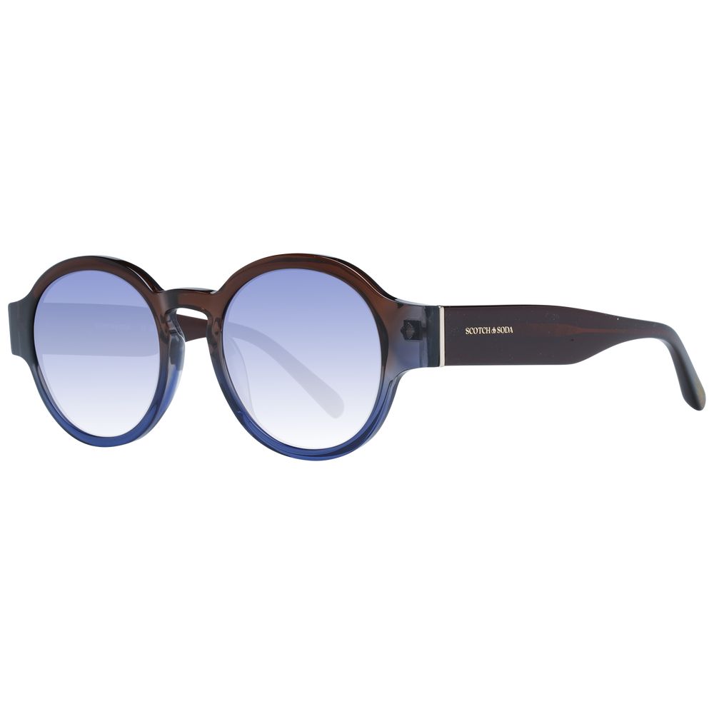 Scotch & Soda Men’s Sunglasses – Brown Round Frame with Multicolour Gradient Lenses, 54mm