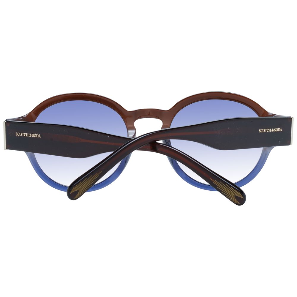 Scotch & Soda Men’s Sunglasses – Brown Round Frame with Multicolour Gradient Lenses, 54mm