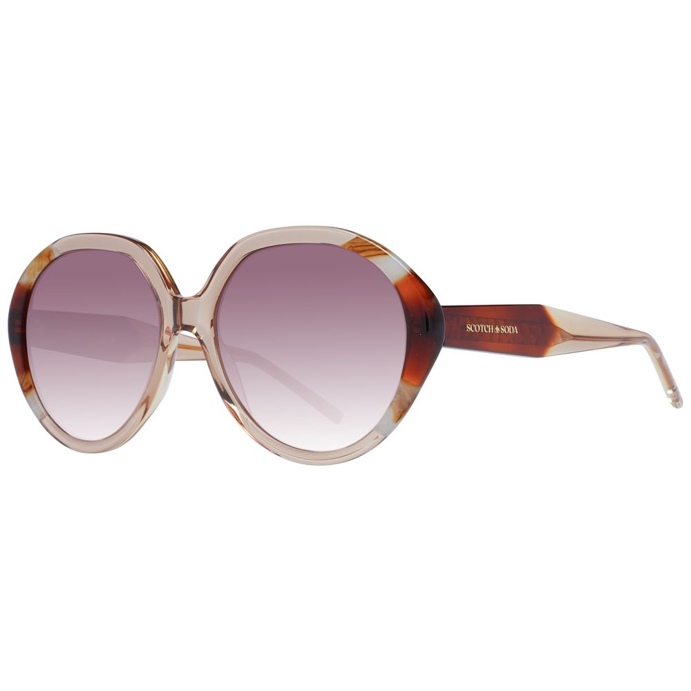 Scotch & Soda Women’s Sunglasses – Brown Round Frame with Gradient Lenses, 58mm